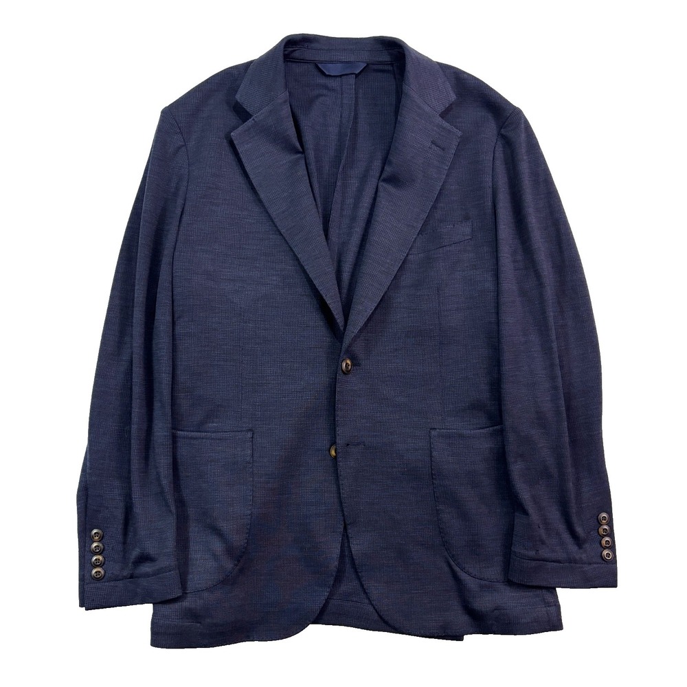 Reda 1865 Traceable Wool 44R Navy Plaid Blazer Jacket Sport Coat Lightweight